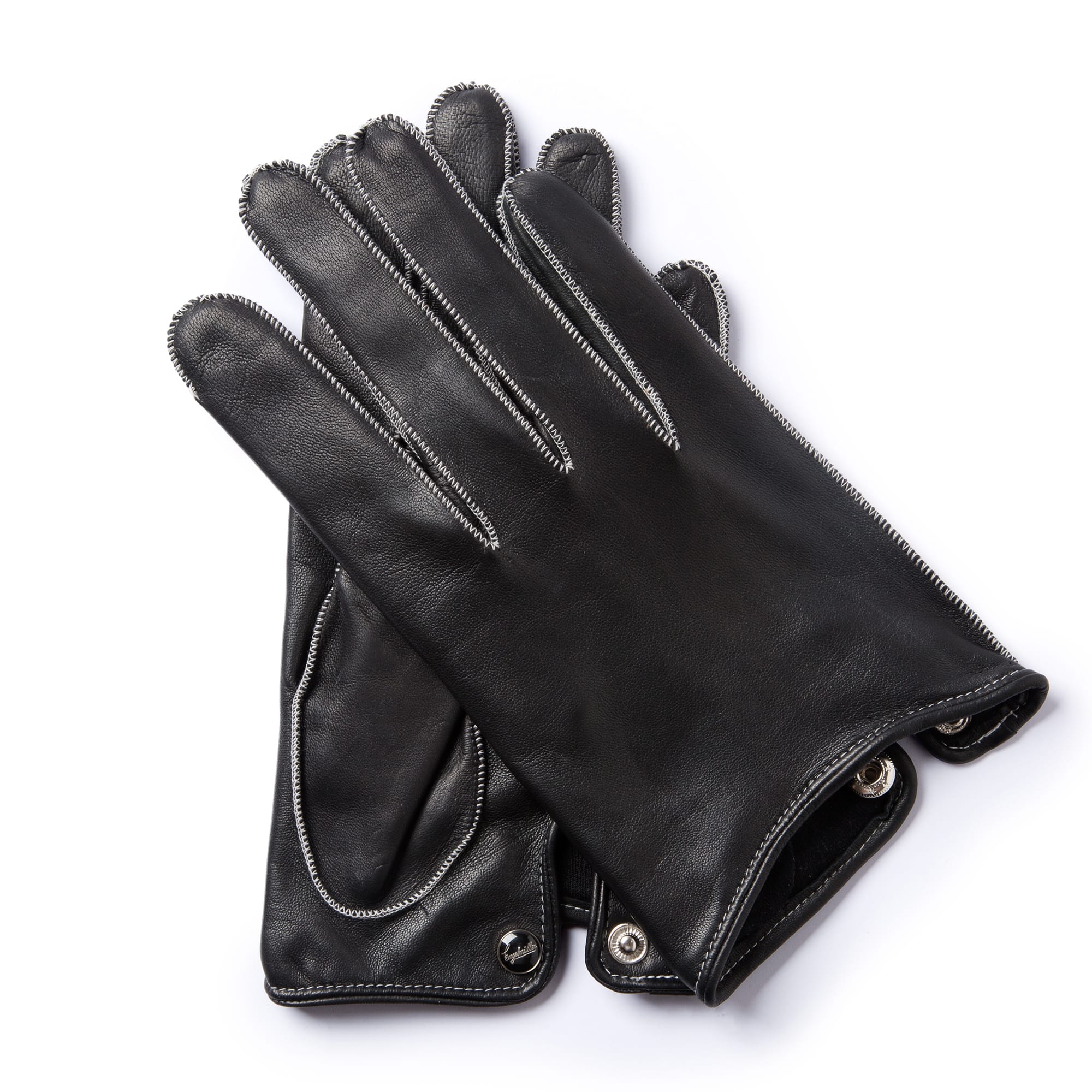 Engelmuller black leather driving gloves real silk