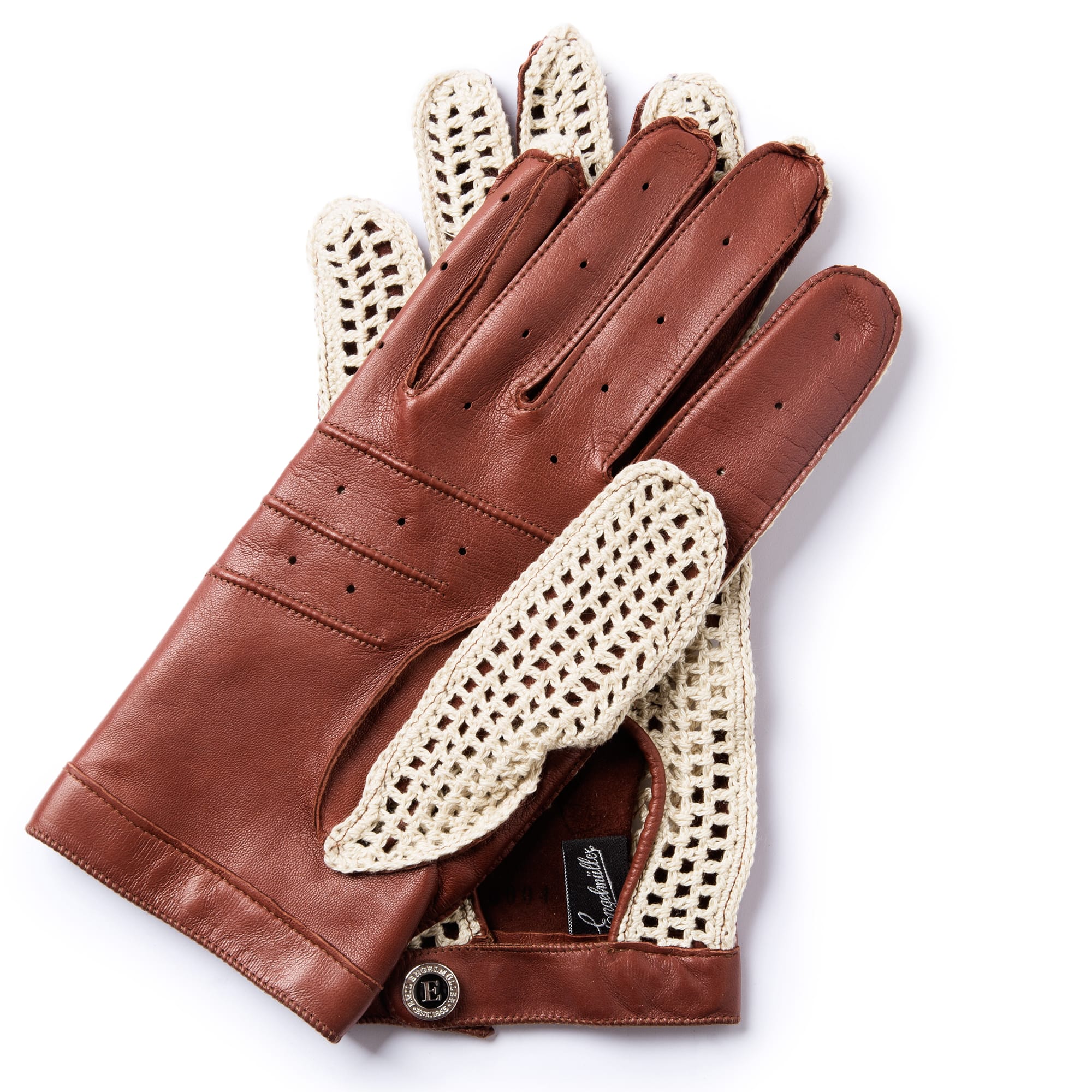 Engelmuller handmade stringback driving gloves silver arrows