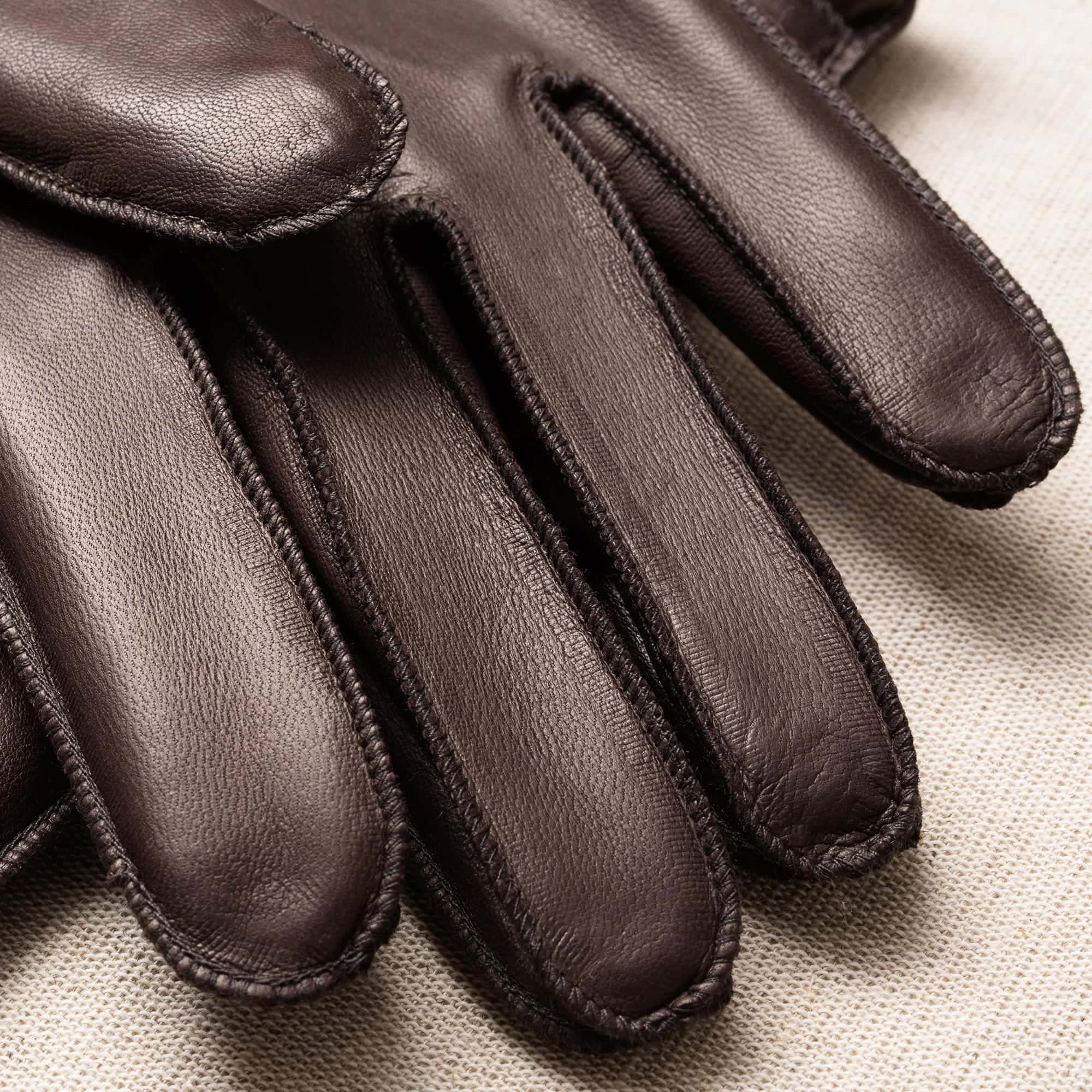 Engelmuller brown leather gloves cashmere