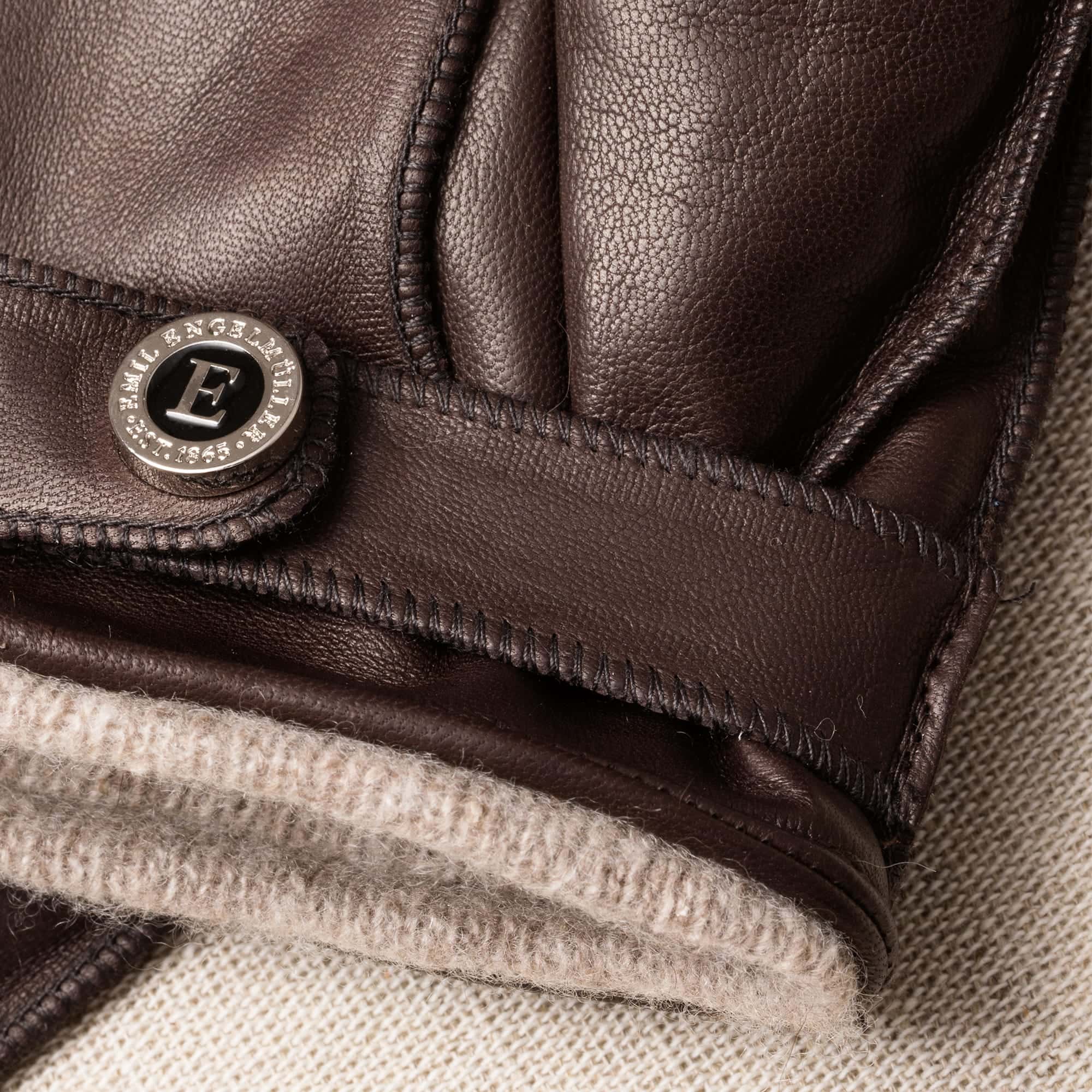 Engelmuller brown leather gloves cashmere