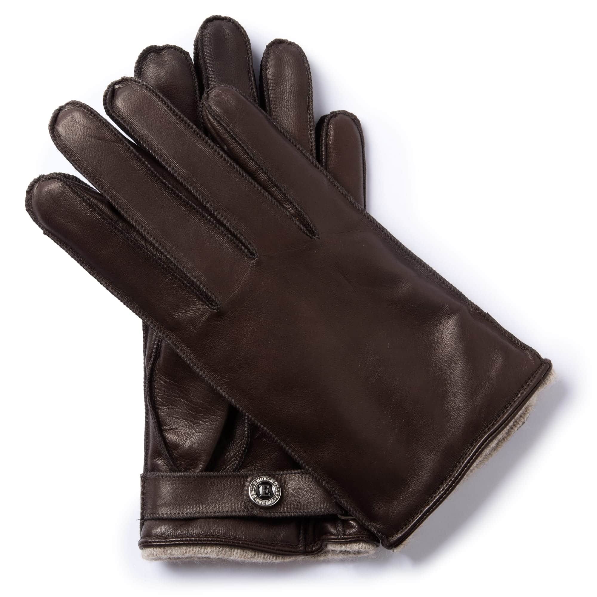 Engelmuller brown leather gloves cashmere