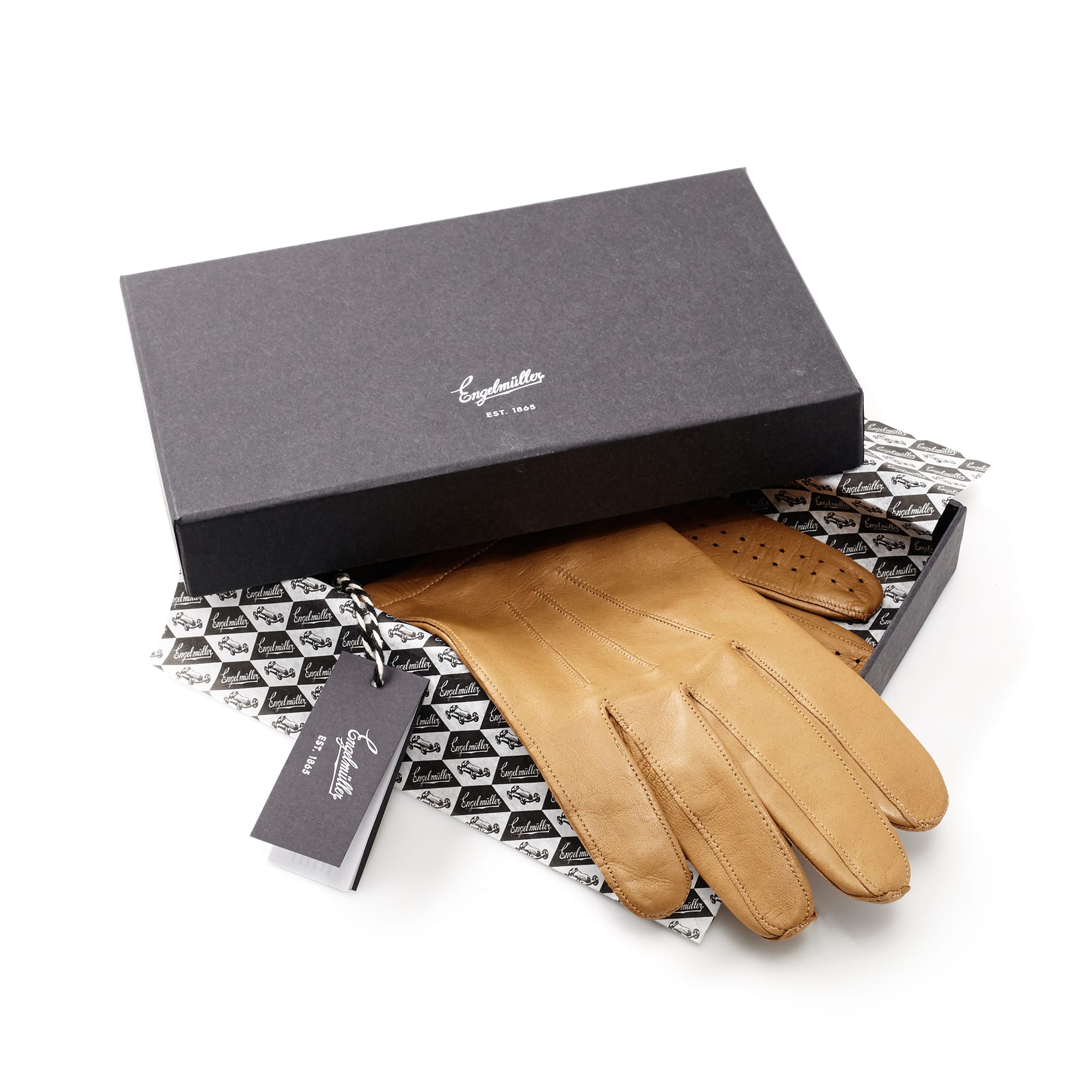 Engelmuller brown leather driving gloves Tazio Nuvolari