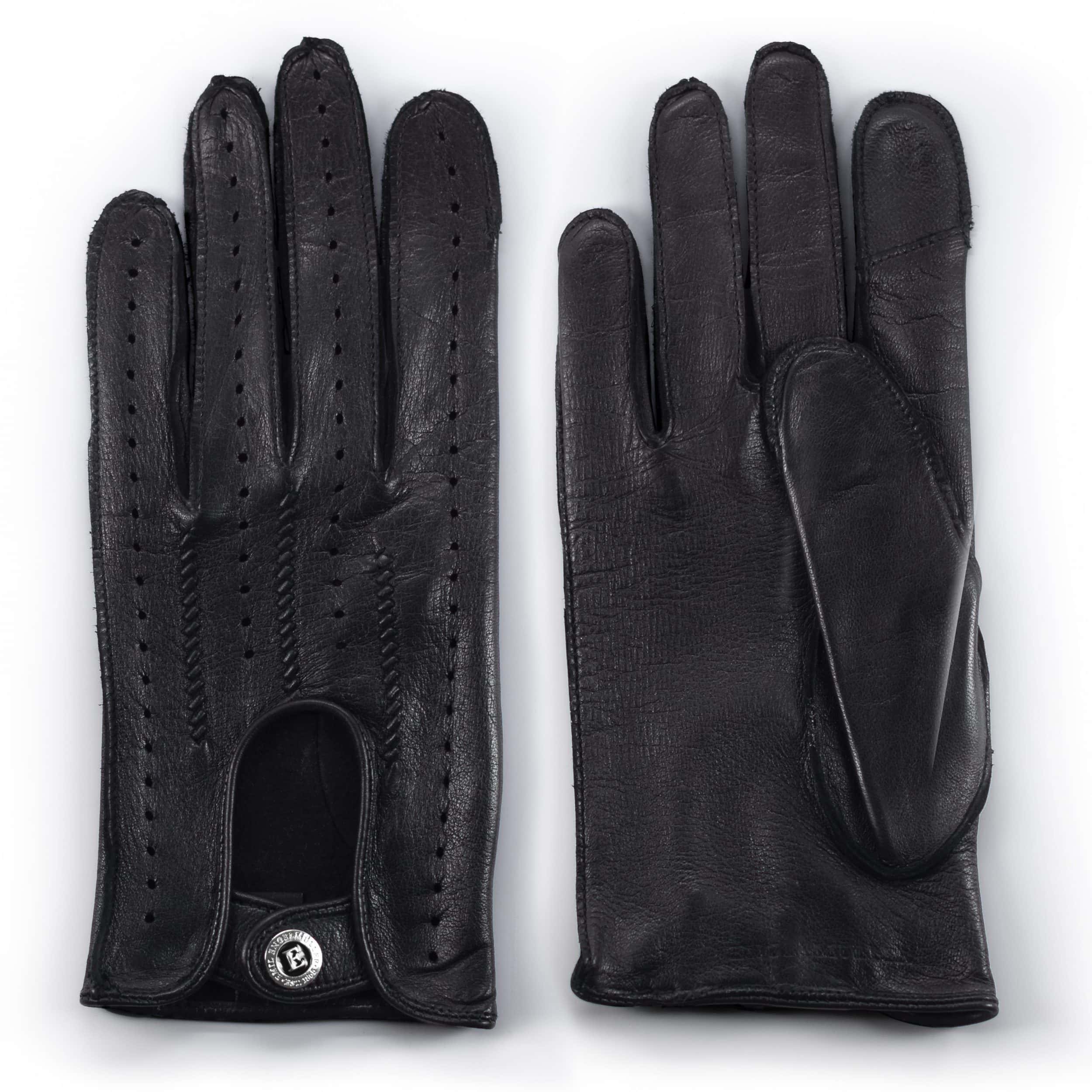 Engelmuller black leather driving gloves